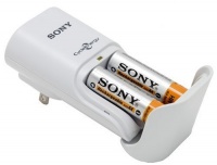 Sony BCG-34HTD2K Compact Battery Charger with 2 AA Cycle Energy Ni-MH Rechargeable Batteries