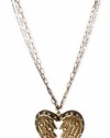 Betsey Johnson Multi-Tone Glass Crystal Heart Wings Pendant