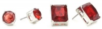 Nine West BLING IT ON Silver-Tone Double Red Stone Stud Earrings Set