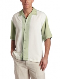 Cubavera Men's Short Sleeve Pieced Bedford Cord Camp Shirt