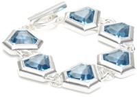 Anne Klein Glen Park Silver-Tone Blue Colored Acrylic Stone Flex Bracelet