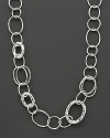 From the silver collection, chain necklace with thin hammered links and larger bastille link accents. Designed by Ippolita.