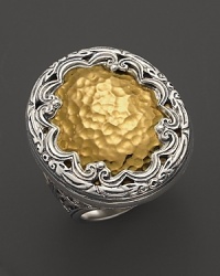 Hammered 18K yellow gold and etched sterling silver ring from Konstantino.