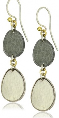 GURHAN Contour Short Drop Silver with Gold Hook Earrings