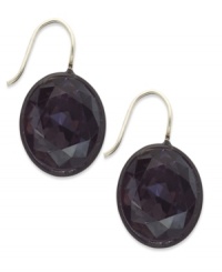 These faceted drop earrings with a sterling-silver hook from Juicy Couture are right on point if you're looking to spice up your accessories. With an oval-cut jet glass stone. Crafted in silver tone mixed metal. Approximate drop: 3/4 inch.