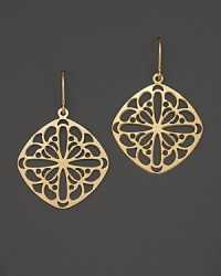 Patterned after delicate lace, these 14K. yellow gold earrings are a bold expression of feminine beauty.