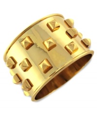 It's the studs stand out on this cuff bracelet from Vince Camuto. Crafted from gold-tone mixed metal, the glistening bracelet lights up the night. Approximate diameter: 3-1/2 inches.