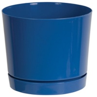 Dynamic Design SD0812QC Hi Gloss 8-Inch Poly Planter with Attached Saucer, Quasar Blue