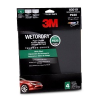 3M 03019 Wetordry 9 x 11 P220 Grit Sandpaper, (Pack of 4)