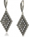 Judith Jack Starlight Sterling Silver, Marcasite and Cubic Zirconia Diamond Shaped Earrings