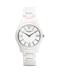 Do the white thing with Emporio Armani's ceramic bracelet. With clean lines and a feminine dial, this au courrant timepiece is a day-to-day option with style points.