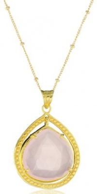 Coralia Leets Jewelry Design Riviera Collection Large Single Frame Necklace Rose Quartz