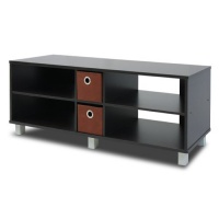 Furinno 10001EX/BR TV Enterntainment Center with 2 Bin Drawers, Espresso Finish