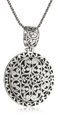 Sterling Silver Oxidized Bali Filigree Circle Necklace, 18