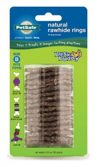 Petsafe Premier Busy Buddy Gnawhide Refill Ring Dog Treats for Bristle and/or Bouncy Bones, Rawhide, Medium