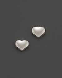 Romantic heart stud earrings in 18K white gold from Roberto Coin.