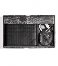 G by GUESS Textured Wallet & Keychain Gift Set, BLACK