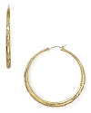 Nail this season's statement earring trend with pair of hoops from ABS by Allen Schwartz, accented by scattered pave crystals.