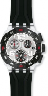 Swatch Men's SUIK400 Quartz Silver Dial Chronogram Black Bands Watch