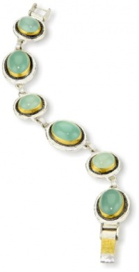 GURHAN Gaunlet Soft Dark, White Silver with Gold Chalcedony Bracelet