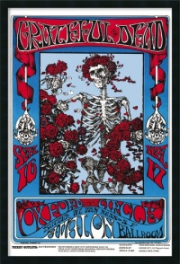 Family Dog - Grateful Dead - Skeleton and Roses Framed with Gel Coated Finish by unknown Framed