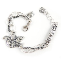 Live True Sterling Silver Plated Double-Link Bracelet with Dove