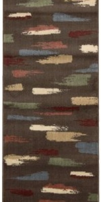 Nourison Interpretations Chocolate Geometric 2.3-Feet by 8-Feet Polyacrylic Runner Rug