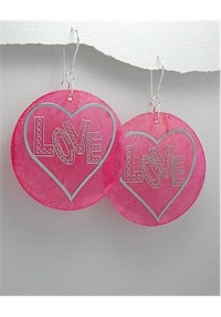 Dyed shell earrings with a love message In Sterling Silver Earrings