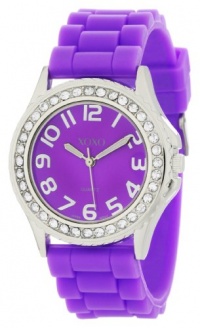 XOXO Women's XO3274 Purple Dial Crystal Bezel Boyfriend Silicone Rubber Strap Watch