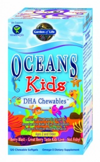 Garden of Life Oceans Kids DHA Chewables, Omega 3, 120 Softgels Box