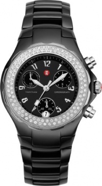 Michele Woman's MWW12A000005 Tahitian Ceramic Black Diamond Watch