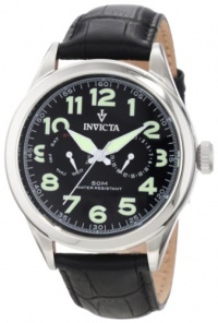 Invicta Men's 11741 Vintage Master Calendar Black Dial Black Leather Watch