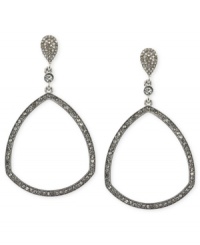 Shapely and stylish. This pair of drop earrings from Vince Camuto is crafted from silver-tone mixed metal with glass crystal pave accents adding a sparkling touch. Approximate drop: 2-1/2 inches.