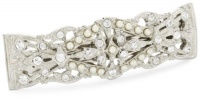 1928 Bridal Silver Tone Crystal Simulated Freshwater Pearl Barrette