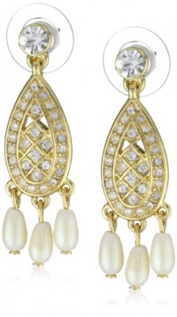 Carolee Gold Metalist Gold-Tone Small Chandelier Stone Earrings