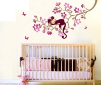 Monkey Hanging Over Tree Kids/nursery - Easy Wall Decor Sticker Wall Decal