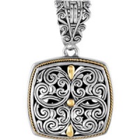 Sterling Silver & 18K Yellow Pendant 36.50X23.50 mm Pendant