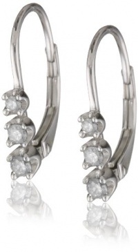 Sterling Silver Diamond Leverback 3 Stone Earrings (.5 Cttw, J-K Color, I2-I3 Clarity)