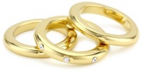 T Tahari Gold Set of 3 Rings with Scattered Crystals, Size 7