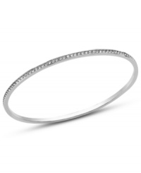 Stack up these Swarovski bangles for maximum sparkle! This thin bracelet boasts clear crystals at the edges. Crafted in stainless steel. Approximate diameter: 2-1/2 inches.