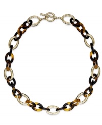 The missing link in your jewelry box. This toggle necklace from Lauren Ralph Lauren features an oval-linked chain in tortoise resin and 14k gold-plated mixed metal. Approximate length: 18 inches.