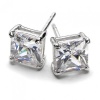 Fathers Day Gifts Bling Jewelry Mens Square CZ Princess Cut Stud Earrings 925 Sterling Silver 5mm