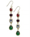 Pretty colors all in a row. These drop earrings from Lauren Ralph Lauren features colorful resin and glass beads in varying shapes and sizes. Crafted in 14k gold-plated mixed metal. Approximate drop: 2 inches.