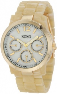 XOXO Women's XO5512 Horn Color Bracelet with Gold Case Watch