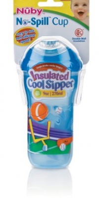 Nuby 9 oz No-Spill Insulated Cool Sipper, Colors May Vary