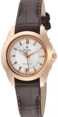 Bulova Women's 97M104 Precisionist Longwood Rose-Tone Brown Leather Watch