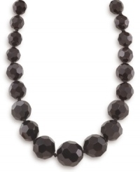 Black-out style, by Carolee. Necklace crafted from graduated, faceted glass beads in jet black. Set in hematite-plated mixed metal. Approximate length: 18 inches + 2-inch extender.