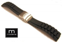 22mm MODENA President style Italian Rubber Watch Band w/ Deployment Buckle