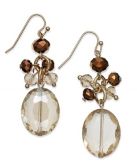 Bunches of style, by INC International Concepts. These drop earrings flaunt a cluster of glass rondelles and glass oval beads. Crafted in 12k gold-plated mixed metal. Approximate drop: 2 inches.