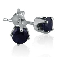 Sterling Silver 4mm Round Natural Sapphire Stud Earrings (.60ct tw)